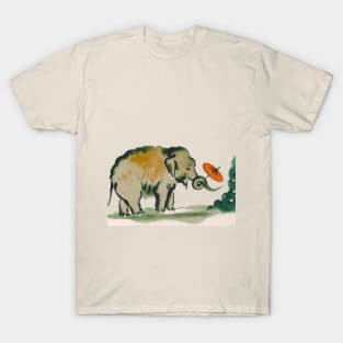 Ukiyo E Elephant with Parasol T-Shirt